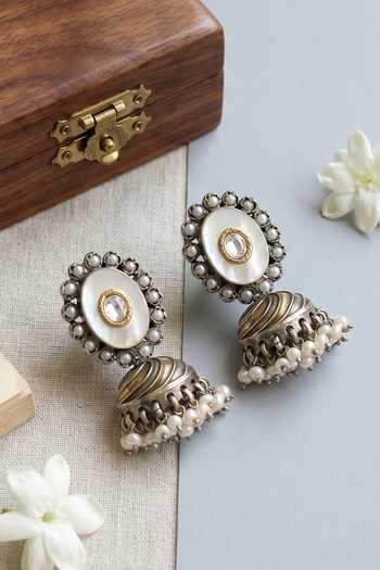 Sangeeta Boochra Heritage Mother Of Pearl Jhumka Earrings