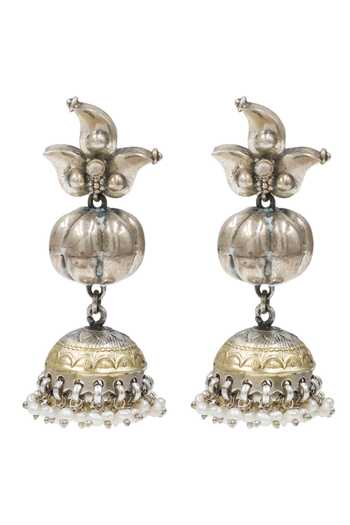 Sangeeta Boochra Pearl Drop Embellished Jhumka Earrings 
