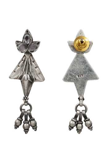 Sangeeta Boochra Crystal Embellished Oxidised Earrings 