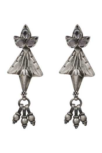 Sangeeta Boochra Silver Plated Crystal Embellished Oxidised Earrings Online at Aza Fashions Sangeeta Boochra_Silver Plated Crystal Embellished Oxidised Earrings _Online_at_Aza_Fashions
