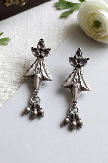 Sangeeta Boochra Crystal Embellished Oxidised Earrings 