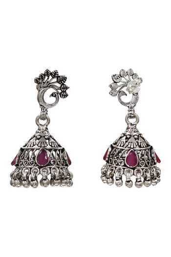 Sangeeta Boochra Pink Vintage Peacock Motif Earrings Online at Aza Fashions Sangeeta Boochra_Pink Vintage Peacock Motif Earrings _Online_at_Aza_Fashions