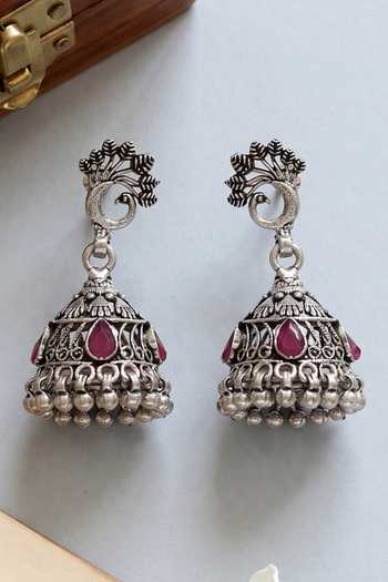 Sangeeta Boochra Vintage Peacock Motif Earrings 