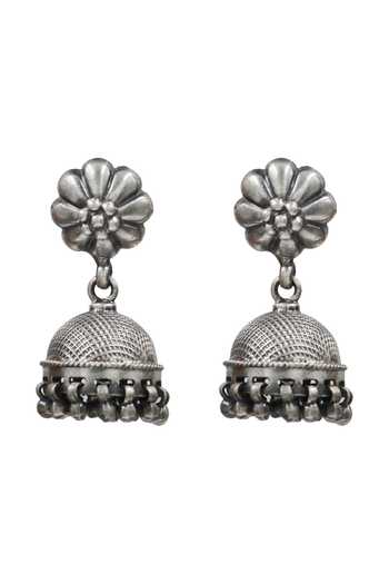 Sangeeta Boochra Silver Plated Vintage Bloom Jhumka Earrings Online at Aza Fashions Sangeeta Boochra_Silver Plated Vintage Bloom Jhumka Earrings _Online_at_Aza_Fashions