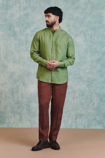 Saphed Linen Pleated Tapered Pant 
