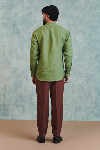 Saphed Linen Pleated Tapered Pant 