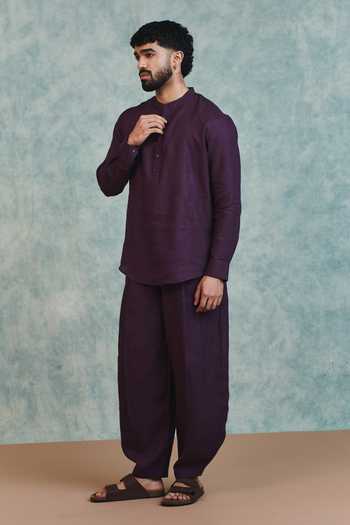 Buy_Saphed_Purple Linen Plum Shirt 