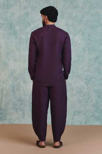 Saphed Plum Linen Barrel Pant