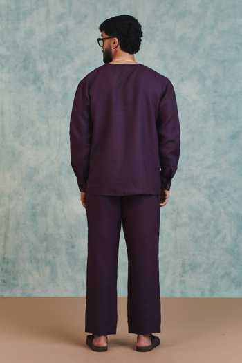 Saphed Plum Linen Lounge Pant 