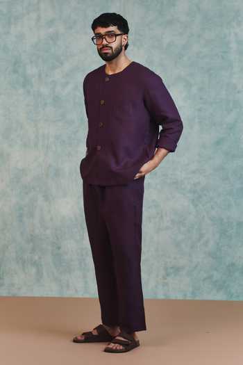 Buy_Saphed_Purple Linen Plum Lounge Pant 