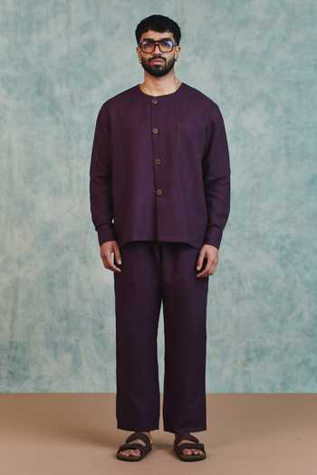 Shop_Saphed_Purple Linen Plum Lounge Pant 