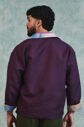 Saphed Linen Embroidered Open Jacket 