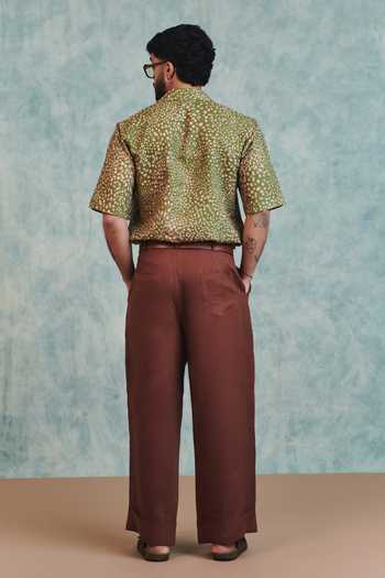 Saphed Chocolate Linen Baggy Pant 