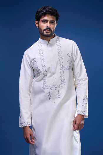 Buy Arihant Rai Sinha White Silk Embroidery Floret Kurta Pant Set at Aza Fashions Buy_Arihant Rai Sinha_White Silk Embroidery Floret Kurta Pant Set _at_Aza_Fashions