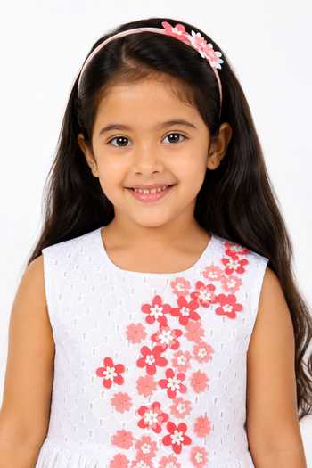 Buy A Little Fable White Cotton Peach Primrose Dress Online at Aza Fashions Buy_A Little Fable_White Cotton Peach Primrose Dress _Online_at_Aza_Fashions