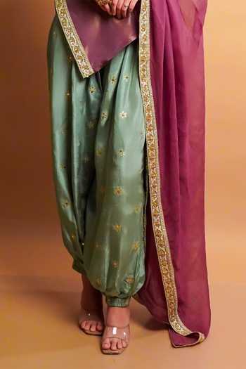 Buy RAYASHA KHAN Purple Silk, Tissue, Organza Mirelle Asymmetric Short Kurta Set Online at Aza Fashions Buy_RAYASHA KHAN_Purple Silk, Tissue, Organza Mirelle Asymmetric Short Kurta Set _Online_at_Aza_Fashions