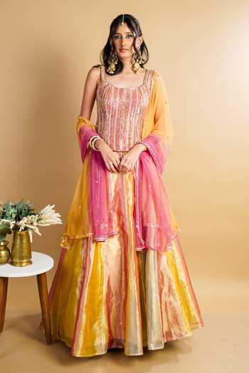 RAYASHA KHAN Noore Colorblock Lehenga Set 