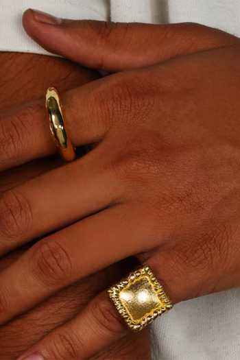 Buy Arvino Gold Signet Square Dome Ring Online at Aza Fashions Buy_Arvino_Gold Signet Square Dome Ring _Online_at_Aza_Fashions