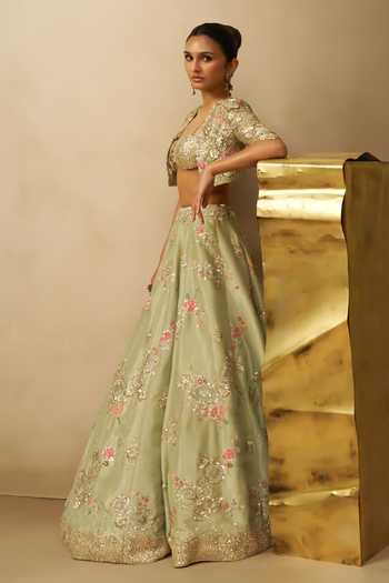 Osaa By Adarsh Meadow Muse Crop Jacket Lehenga Set