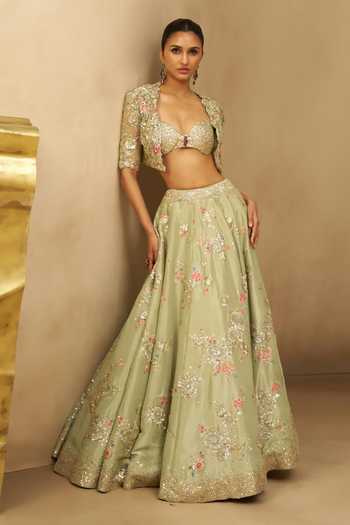 Osaa By Adarsh Meadow Muse Crop Jacket Lehenga Set