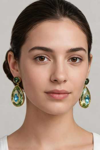 Bblingg Green Azaia Swarovski Crystal Dangler Earrings Online at Aza Fashions Bblingg_Green Azaia Swarovski Crystal Dangler Earrings _Online_at_Aza_Fashions