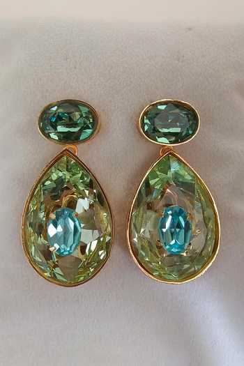 Buy Bblingg Green Azaia Swarovski Crystal Dangler Earrings Online at Aza Fashions Buy_Bblingg_Green Azaia Swarovski Crystal Dangler Earrings _Online_at_Aza_Fashions