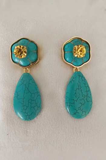 Bblingg_Blue Belinda Floral Dangler Earrings _Online_at_Aza_Fashions