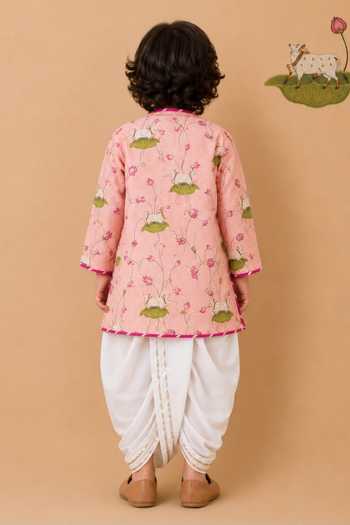 Cute Couture Pichwai Print Angarkha & Dhoti Pant Set 