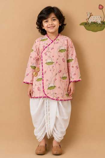 Cute Couture Pichwai Print Angarkha & Dhoti Pant Set 