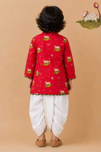 Cute Couture Pichwai Cow Print Angarkha Set 