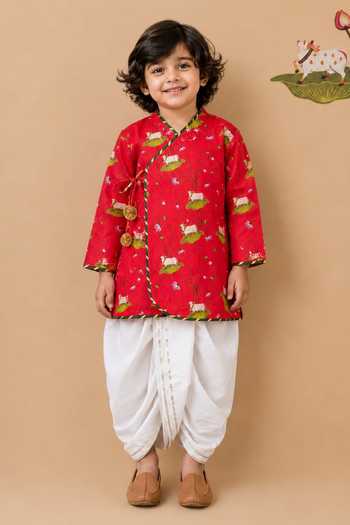 Cute Couture Pichwai Cow Print Angarkha Set 