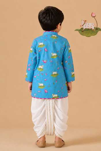 Cute Couture Pichwai Floral Print Angarkha Kurta Set 
