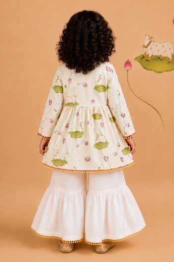 Cute Couture Pichwai Cow Print Angarkha & Sharara Set 
