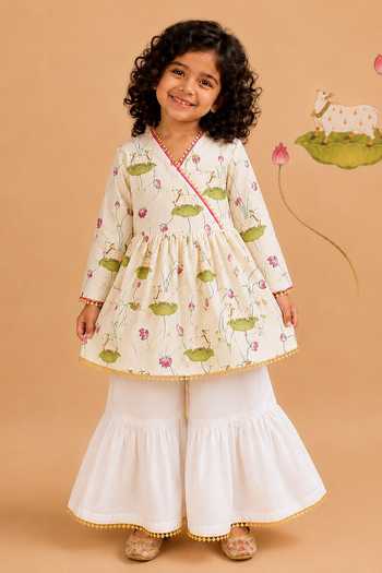 Cute Couture Pichwai Cow Print Angarkha & Sharara Set 