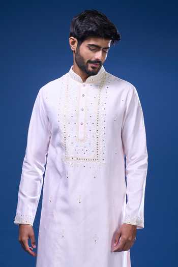 Buy Arihant Rai Sinha Pink Silk Embroidery, Mirrors Floral And Work Full Sleeve Kurta Set at Aza Fashions Buy_Arihant Rai Sinha_Pink Silk Embroidery, Mirrors Floral And Work Full Sleeve Kurta Set _at_Aza_Fashions