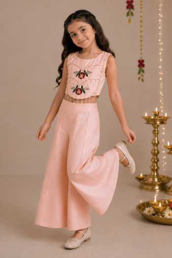 Darleen Kids Couture Gulmohar Embroidered Top & Palazzo Set 