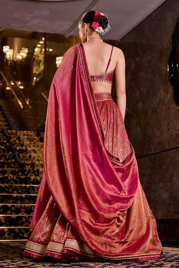 Cedar & Pine Ranjhana Banarasi Brocade Woven Lehenga Set 