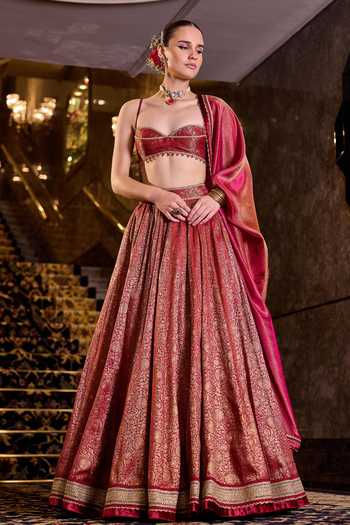 Cedar & Pine Ranjhana Banarasi Brocade Woven Lehenga Set 