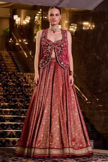Cedar & Pine Embroidered Jacket Lehenga Set 