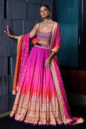 Cedar & Pine Ghazal Mirror Embroidered Lehenga Set