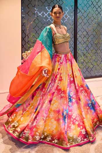 Cedar & Pine Phool Print Lehenga Set