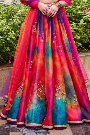 Buy Cedar & Pine Multi Color Organza, Tulle, Brocade Sweetheart Bestie Embroidered Lehenga Set Online at Aza Fashions Buy_Cedar & Pine_Multi Color Organza, Tulle, Brocade Sweetheart Bestie Embroidered Lehenga Set _Online_at_Aza_Fashions