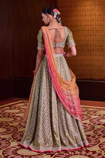 Cedar & Pine Mehendi Embroidered Lehenga Set 