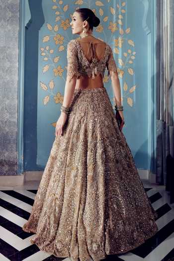 Roqa Champagne Aurelle Embroidered Bridal Lehenga Set