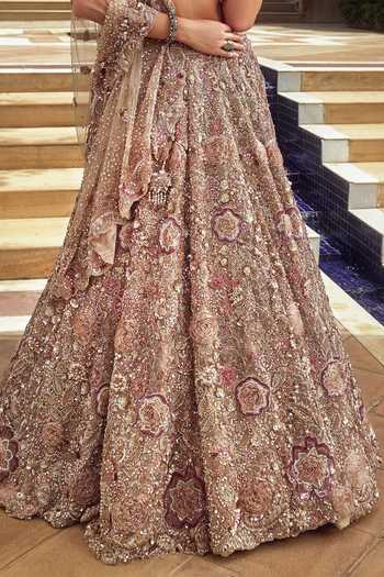 Roqa Purple Net Sweetheart Neck Rosee Lavande Embroidered Bridal Lehenga Set at Aza Fashions Roqa_Purple Net Sweetheart Neck Rosee Lavande Embroidered Bridal Lehenga Set _at_Aza_Fashions