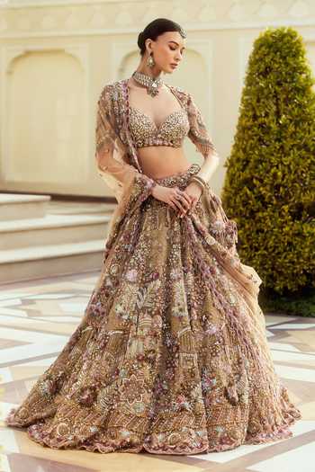 Roqa Aurora Bloom Embroidered Bridal Lehenga Set