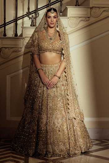 Roqa Golden Eclat Embroidered Bridal Lehenga Set