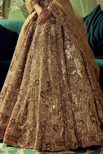Shop Roqa Gold Tissue, Net Sweetheart Celestial Opulence Embroidered Bridal Lehenga Set Online at Aza Fashions Shop_Roqa_Gold Tissue, Net Sweetheart Celestial Opulence Embroidered Bridal Lehenga Set _Online_at_Aza_Fashions