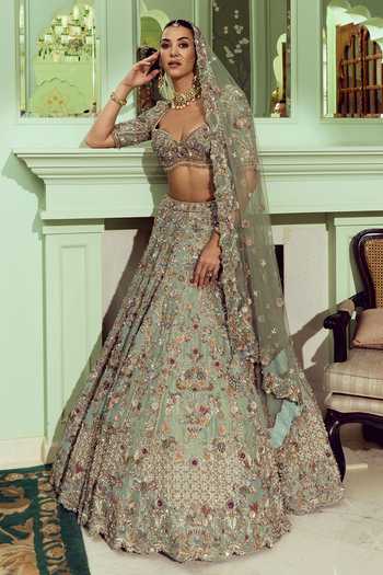 Roqa The Jade Reverie Embroidered Bridal Lehenga Set