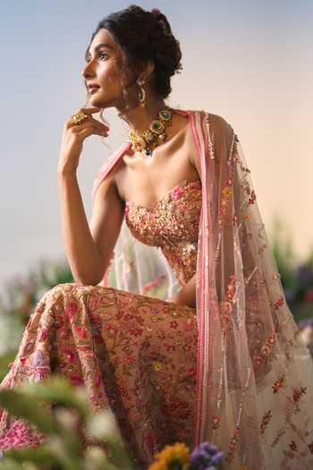 Shop Shashank Arya Pink Satin, Net, Dupion, Shantoon Embroidery, Sequins, Beads, Corset Sharara Set Online at Aza Fashions Shop_Shashank Arya_Pink Satin, Net, Dupion, Shantoon Embroidery, Sequins, Beads, Corset Sharara Set _Online_at_Aza_Fashions
